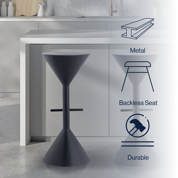 Chronos 29.75" Modern Industrial Iron Hourglass Backless Bar Stool with Foot Rest - JONATHAN Y
